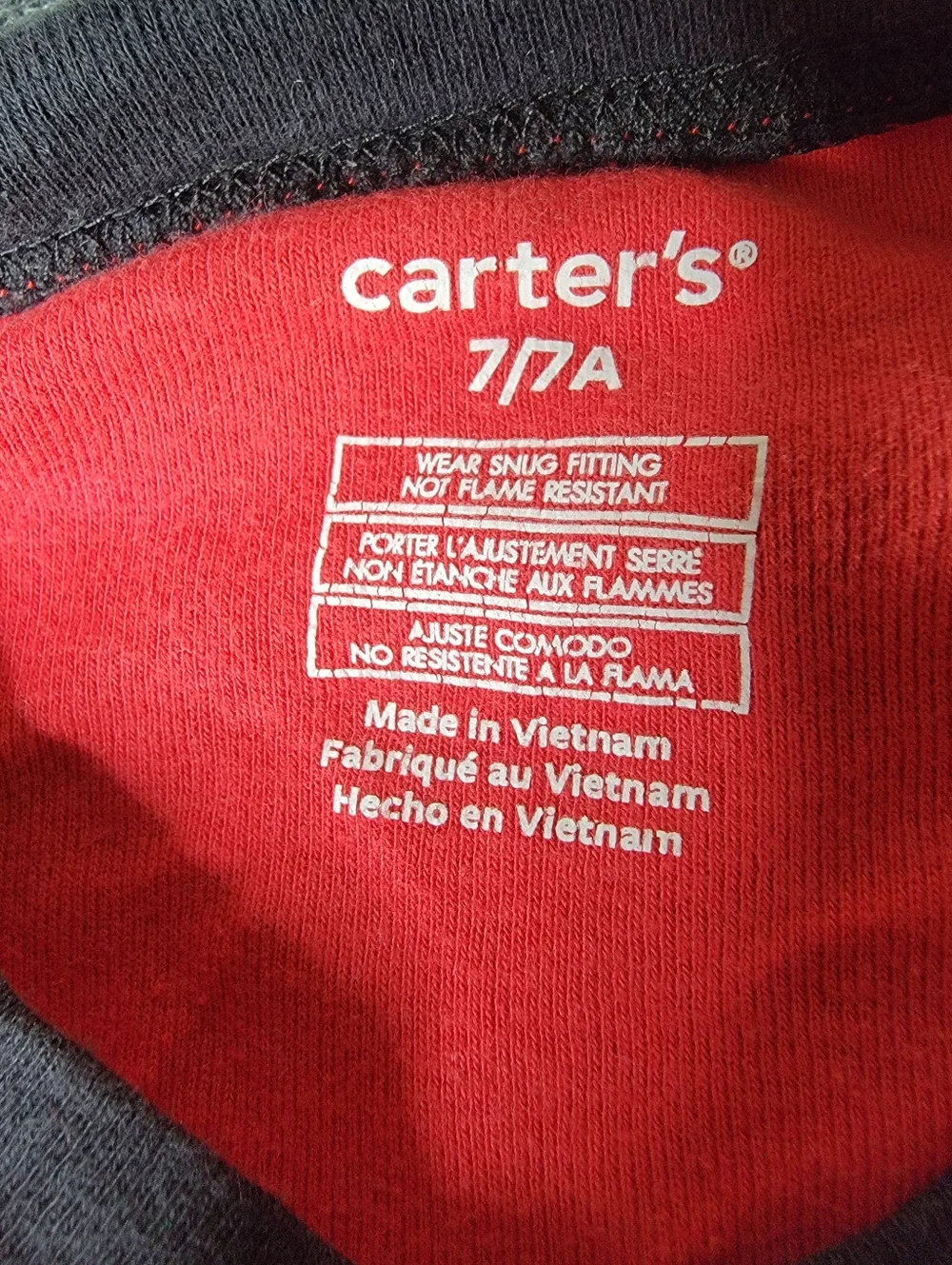 Carter's Little Kid's Red Black Race Car 100% Cotton Pajama Set Size 7 Boy's